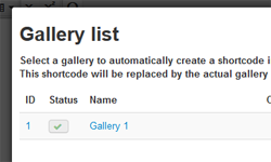 Select your gallery in the lightbox