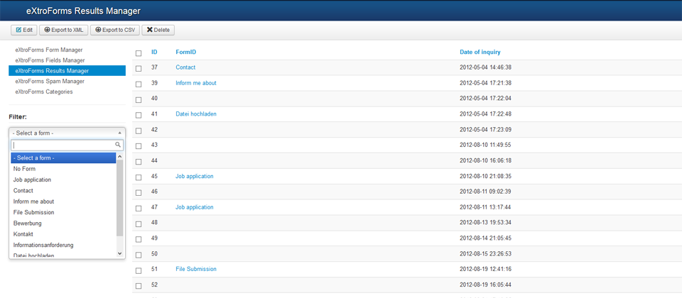 eXtroForms - result list extro-forms-03